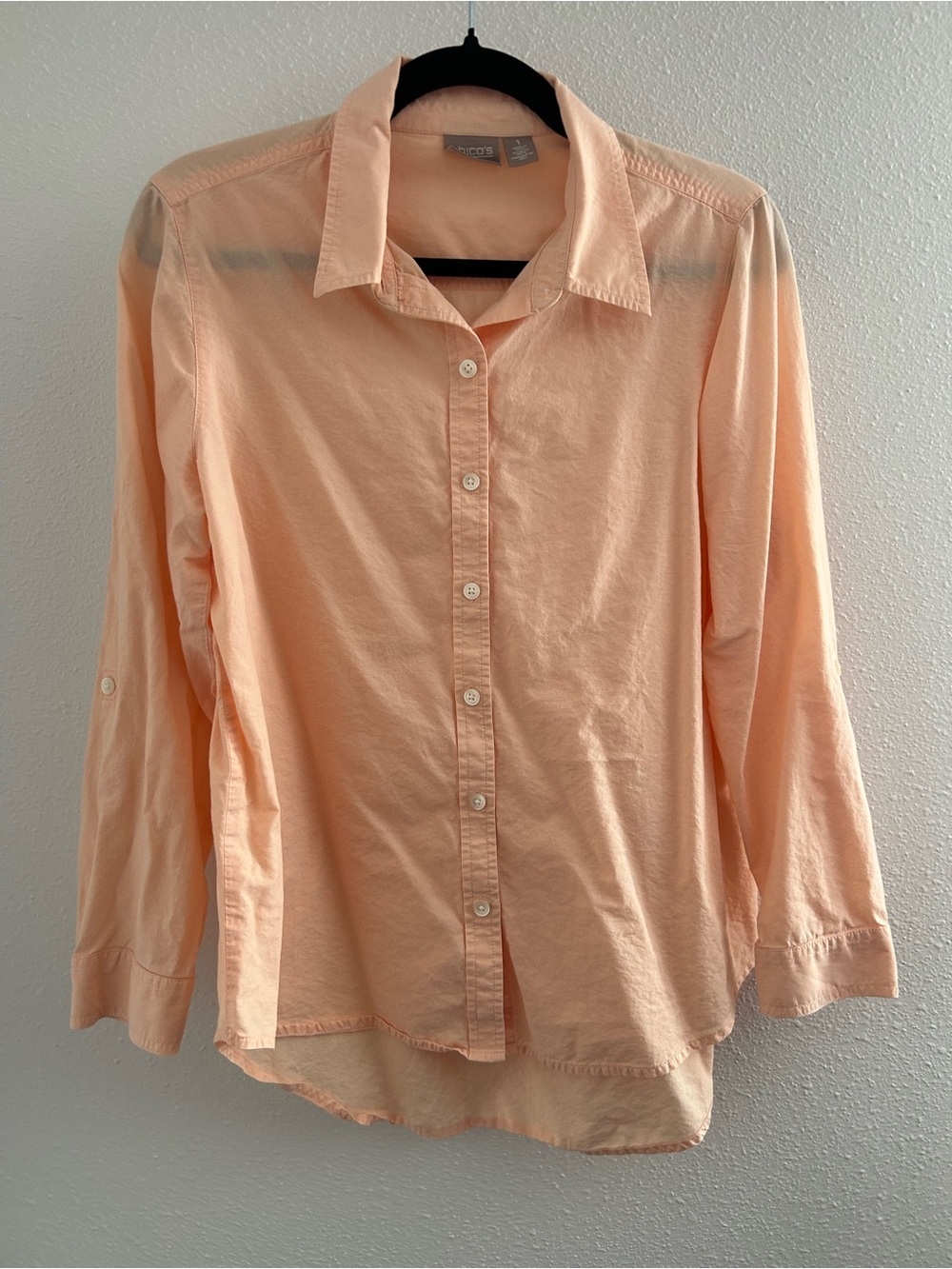 Chico's Peach Collared Button-Down Shirt
